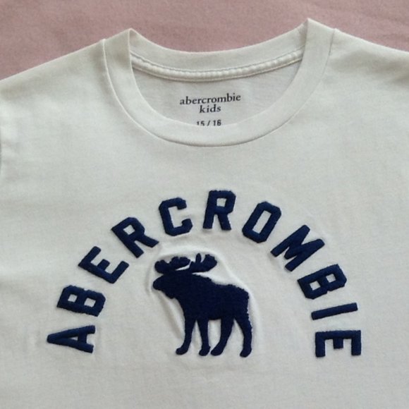 Abercrombie Kids White Short-Sleeved T-Shirt with Logo, Boys Sz. 15/16 - Picture 2 of 8